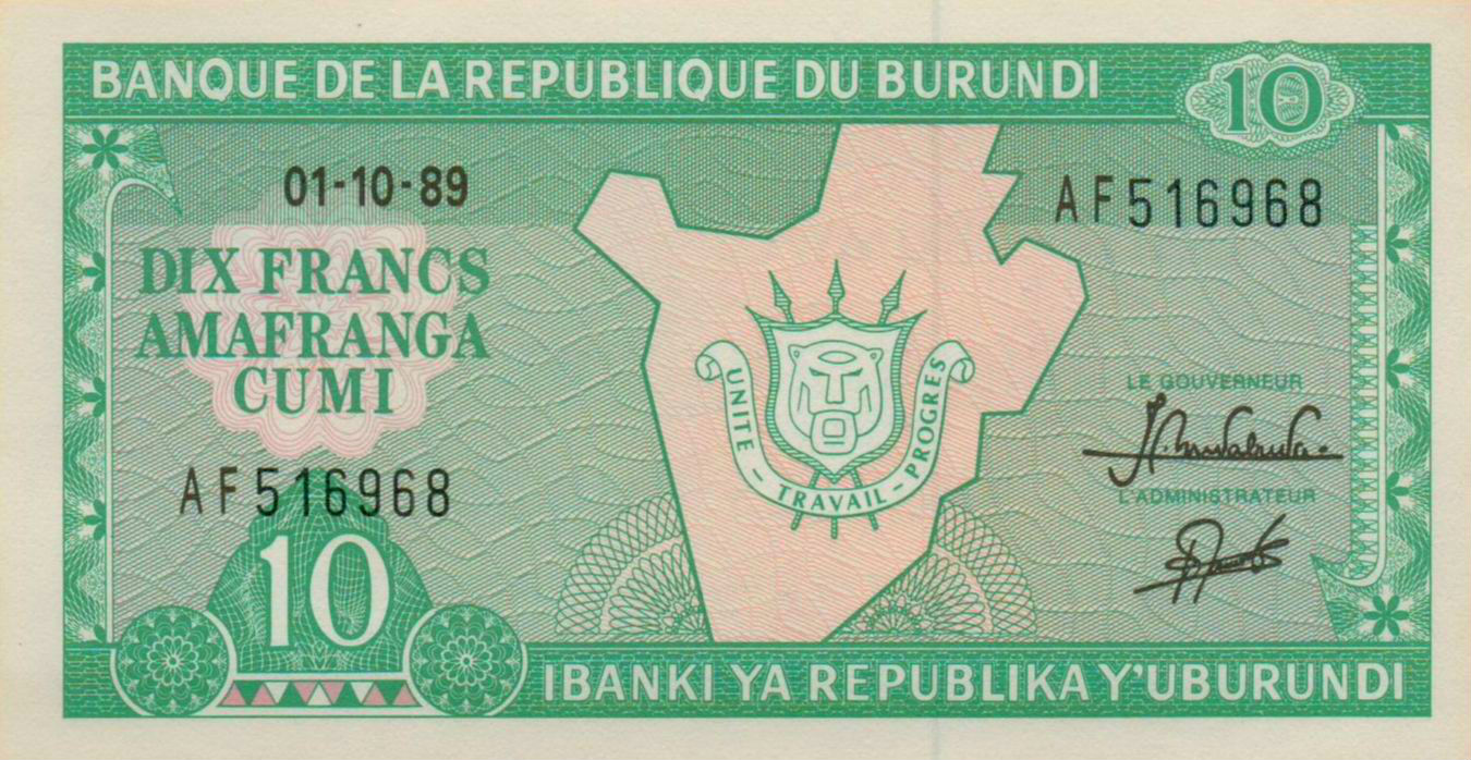 Burundi 10 1989 UNC P-33/b